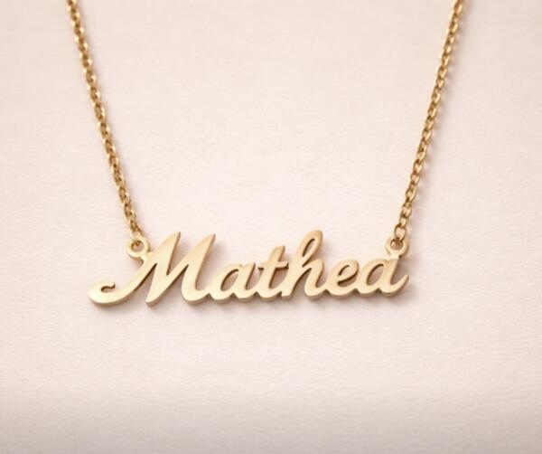 Custom gold name necklace in script lettering